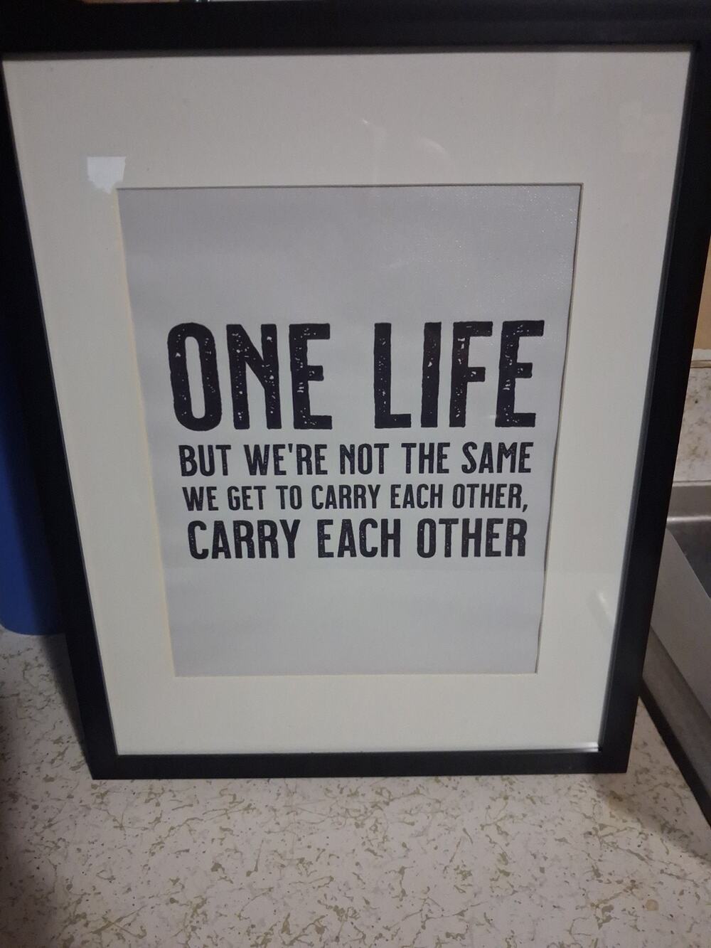 U2 "One" Song Lyrics Framed Wall Art - Minimalist Typography Decor - Real Glass